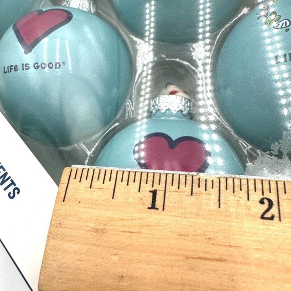 Life Is Good 6 Blue Ornament Balls Red Heart Seashell Heart Decor Christmas - Picture 9 of 9